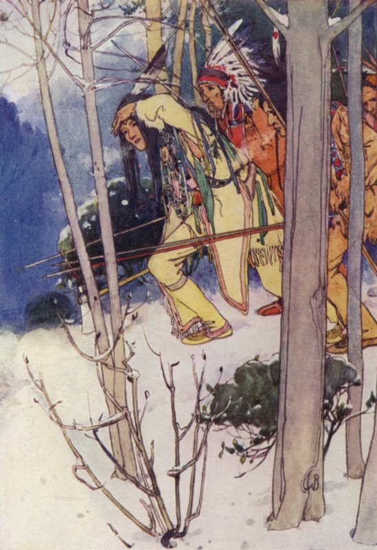 Indiáni se tiše plížili nahoru (barva litho) od Alice Bolingbroke (after) Woodward