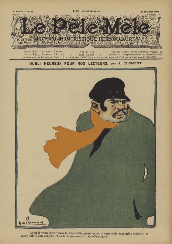 Šťastné zapomnění pro naše čtenáře. Ilustrace pro Le Pele-Mele, 1902 od Aline Clement