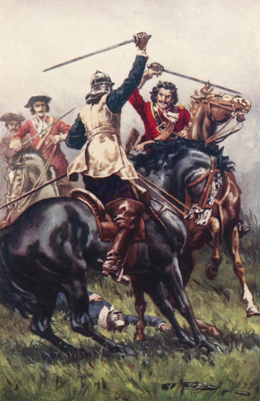 Boj mezi Ironsidem a Cavalierem (barevné lito) od Allan (after) Stewart