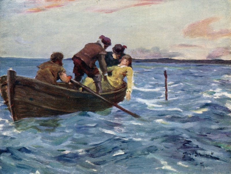 Friendly Hands ji zvedly do člunu (barva litho) od Allan (after) Stewart