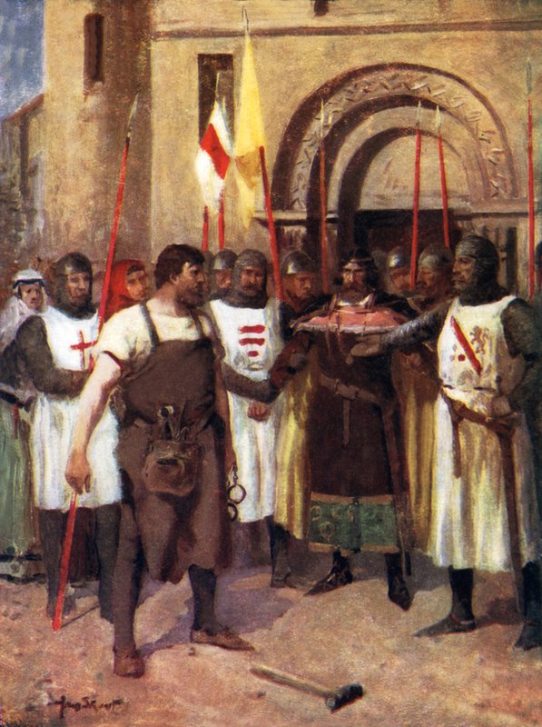 Hubert de Burgh a kovář (barevné lito) od Allan (after) Stewart