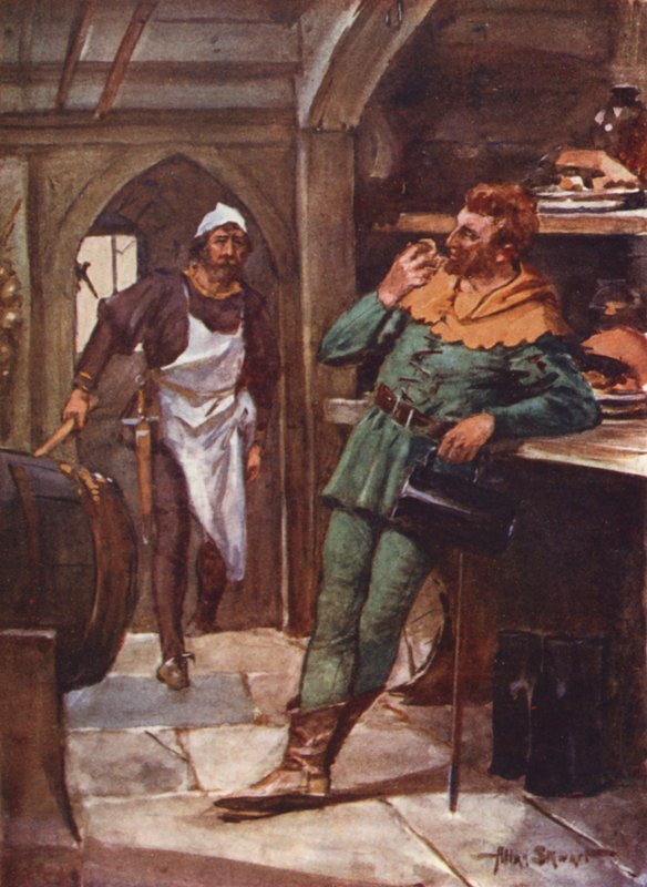 Robin Hood a jeho veselí muži: Malý John v máslovém (barva litho) od Allan (after) Stewart