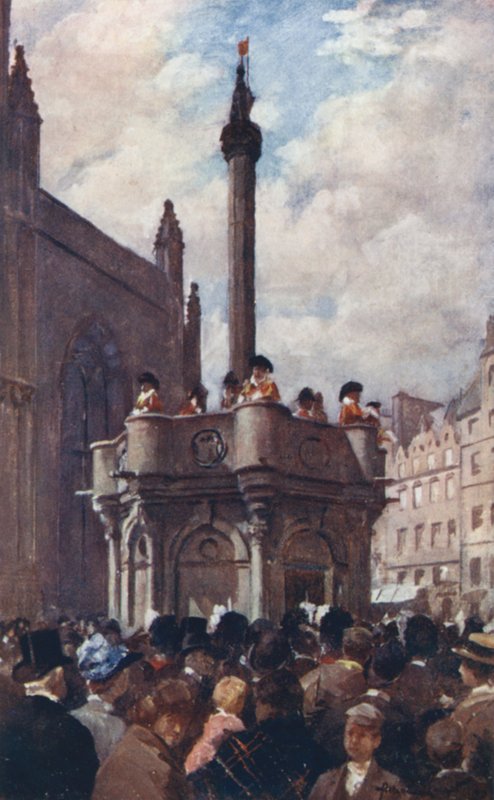 Královská proklamace z Mercat Cross (barevné lito) od Allan Stewart