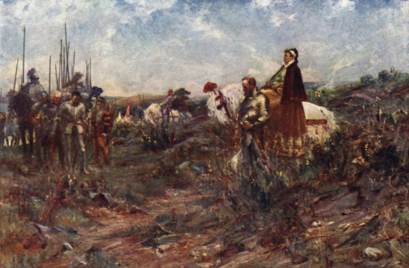 Queen Mary na Carberry Hill (barevné lito) od Allan Stewart