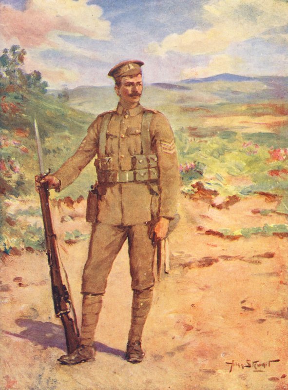 1. světová válka: Moderní britský voják (barevná litografie) od Allan Stewart