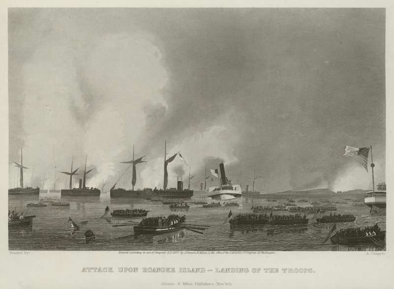Útok na Roanoke Island - vylodění vojsk, 1862 od Alonzo Chappel
