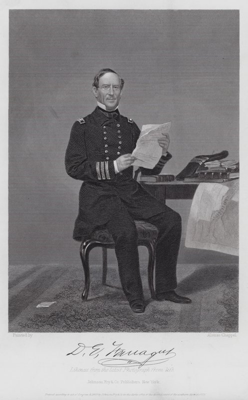 David Glascoe Farragut (rytina) od Alonzo (after) Chappel