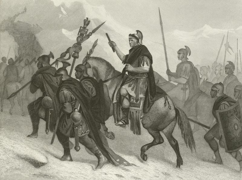 Hannibal a jeho armáda překračující Alpy, 218 př.n.l od Alonzo Chappel