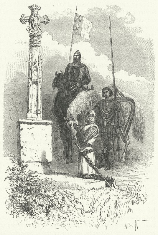 Ferdinand I. z Leonu se modlí před křížem od Alphonse Marie de (after) Neuville