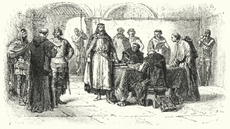 Vyhlášení katolicismu jako náboženství gótského království ve Španělsku na třetím koncilu v Toledu, 589 (rytina) od Alphonse Marie de (after) Neuville