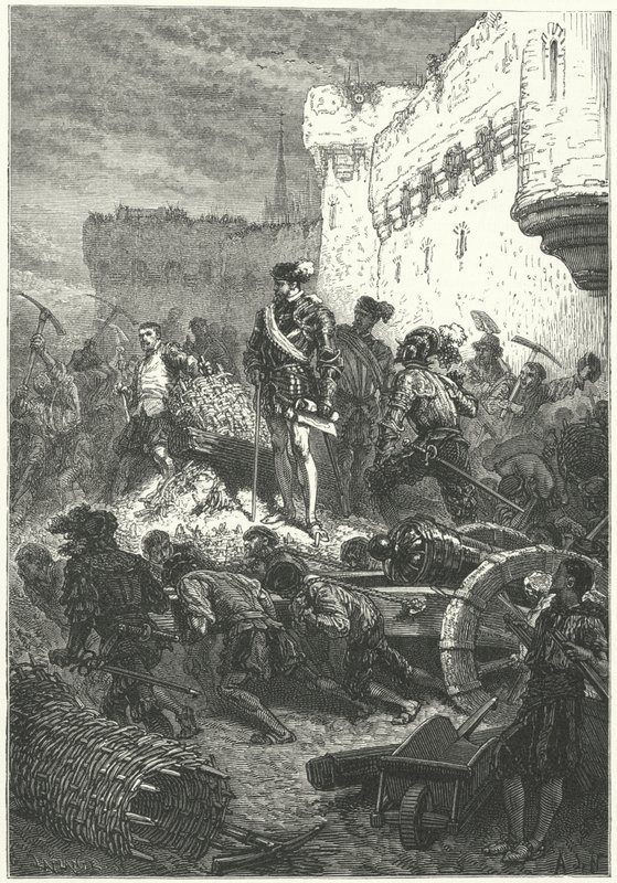 Francis, vévoda z Guise dohlížející na stavbu opevnění Metz, 1552 od Alphonse Marie de after Neuville