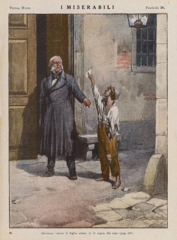 Ilustrace k Bídníkům od Victora Huga (barevná litografie) od Ambrogio Lombardi