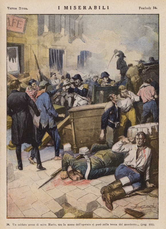 Ilustrace k Bídníkům od Victora Huga (barevná litografie) od Ambrogio Lombardi