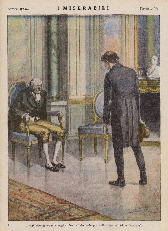 Ilustrace k Bídníkům od Victora Huga (barevná litografie) od Ambrogio Lombardi