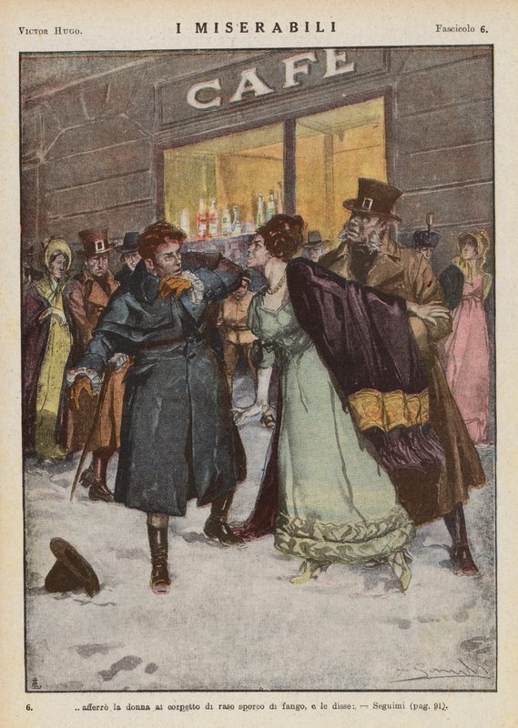 Ilustrace k Bídníkům od Victora Huga (barevná litografie) od Ambrogio Lombardi