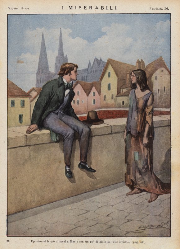 Ilustrace k Bídníkům od Victora Huga (barevná litografie) od Ambrogio Lombardi