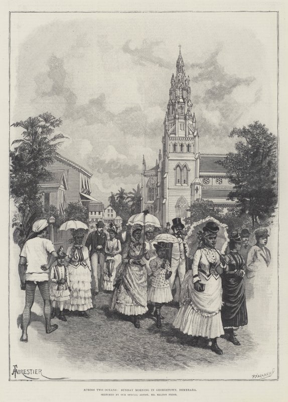 Přes dva oceány, nedělní ráno v Georgetownu, Demerara od Amedee Forestier