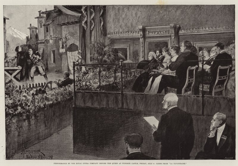 Představení Royal Opera Company před královnou na hradě Windsor, pátek 6. července, scéna z La Navarraise od Amedee Forestier