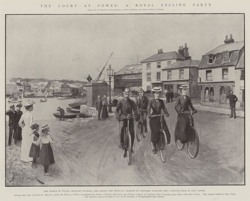 The Court at Cowes, Royal Cycling Party od Amedee Forestier