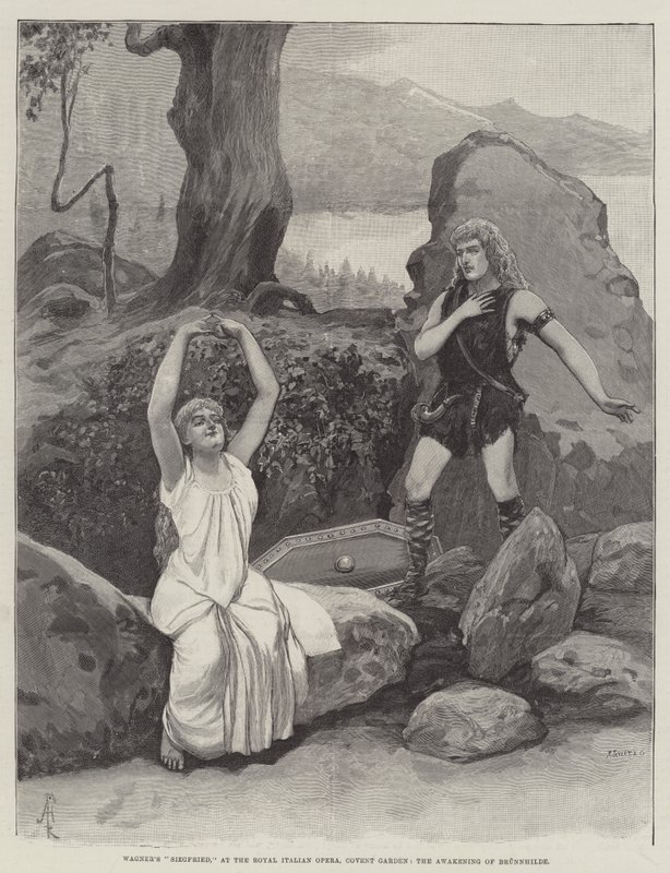 Wagnerův Siegfried, v Královské italské opeře, Covent Garden, Probuzení Brunnhildy od Amedee Forestier