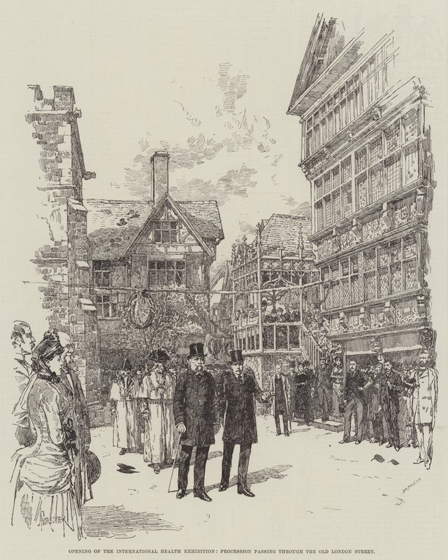 Zahájení mezinárodní výstavy zdraví, průvod procházející ulicí Old London Street od Amedee Forestier