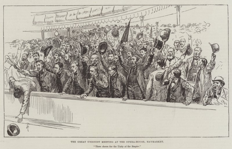 Velké setkání unionistů v Opera-House, Haymarket od Amedee Forestier