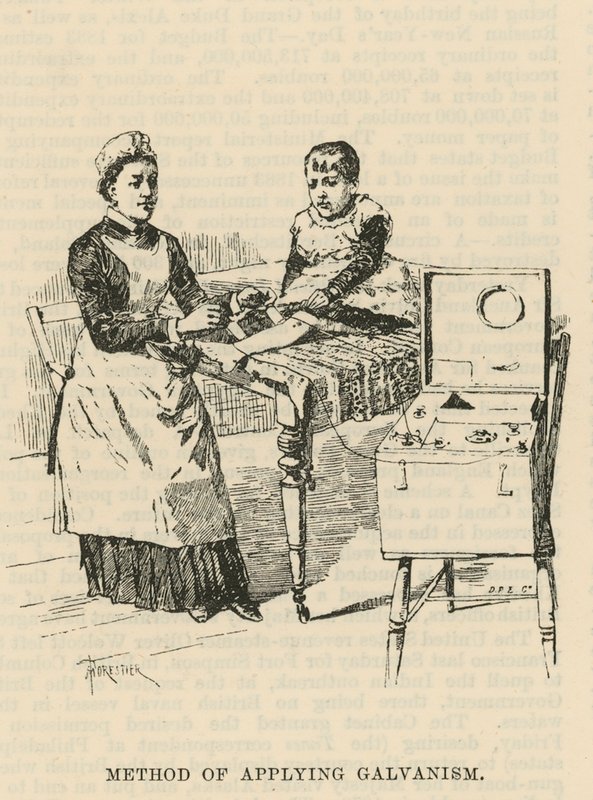 The West End Hospital for Paralysis and Epilepsy, Welbeck Street, Londýn: Metoda aplikace galvanismu od Amedee Forestier