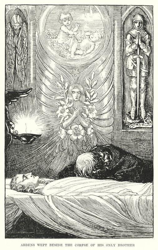 Ardens plakal vedle mrtvoly svého jediného bratra (rytina) od Amelia M. (attr.to) Bowerley or Bauerle
