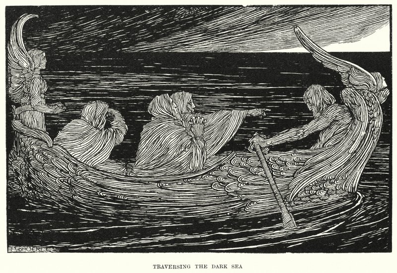 Přechod temným mořem (rytina) od Amelia M. (attr.to) Bowerley or Bauerle