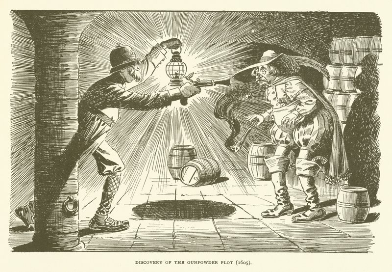Discovery of the Gunpowder Plot (1605) od American School