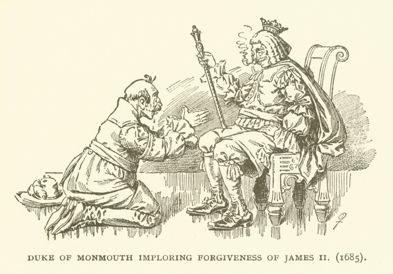 Vévoda z Monmouthu prosí o odpuštění Jakuba II. (1685) od American School