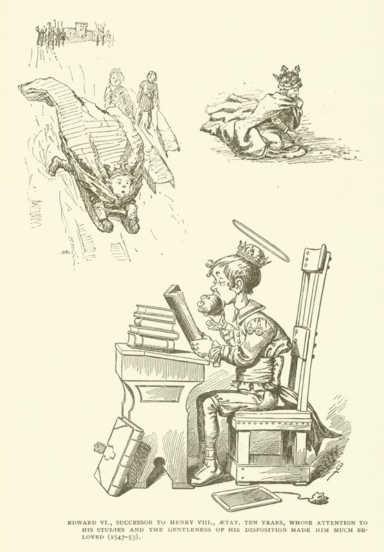 Edward VI., následník Jindřicha VIII., aetat deset let, jehož pozornost věnovaná studiu a jemnost jeho povahy jej velmi miloval (1547-53) od American School