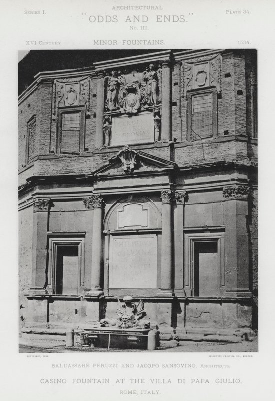 Fontána kasina ve Villa Di Papa Giulio, Řím, Itálie (černobílá fotografie) od American Photographer (after)