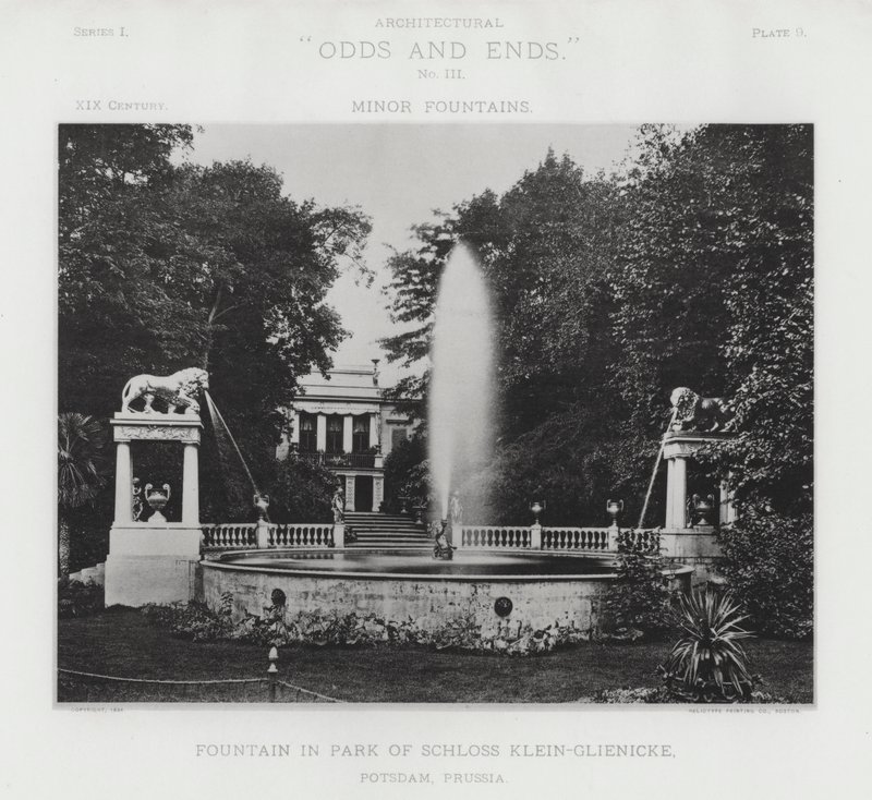 Fontána v parku zámku Klein-Glienicke, Postupim, Prusko (černobílá fotografie) od American Photographer (after)