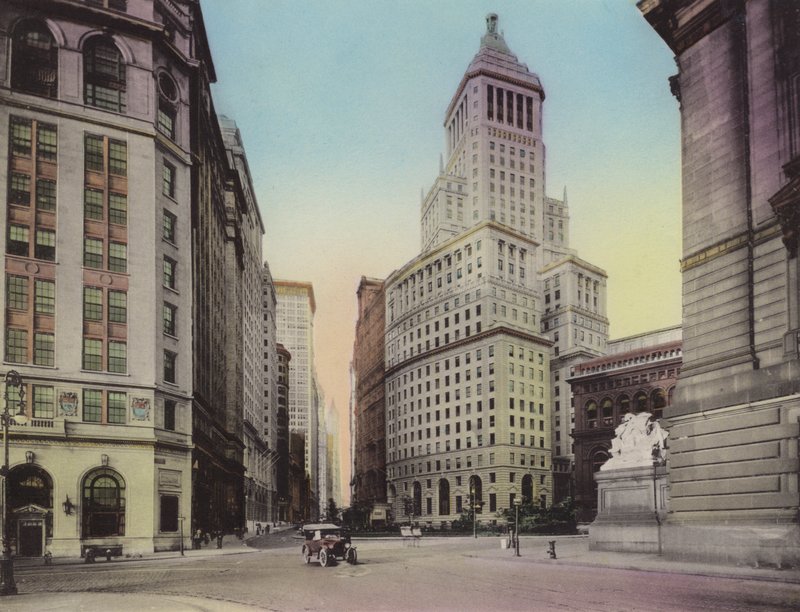 New York: Washington Building, Broadway č. 1; Standardní ropná budova; Custom House (foto) od American Photographer (after)