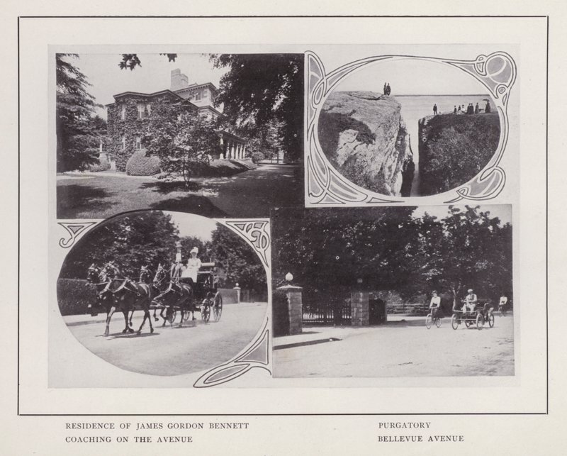 Newport, Rhode Island: Rezidence Jamese Gordona Bennetta; Očistec; Koučování na Avenue; Bellevue Avenue (černobílá fotografie) od American Photographer (after)