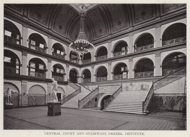 Philadelphia: Central Court and Stairways, Drexel Institute (černobílá fotografie) od American Photographer (after)