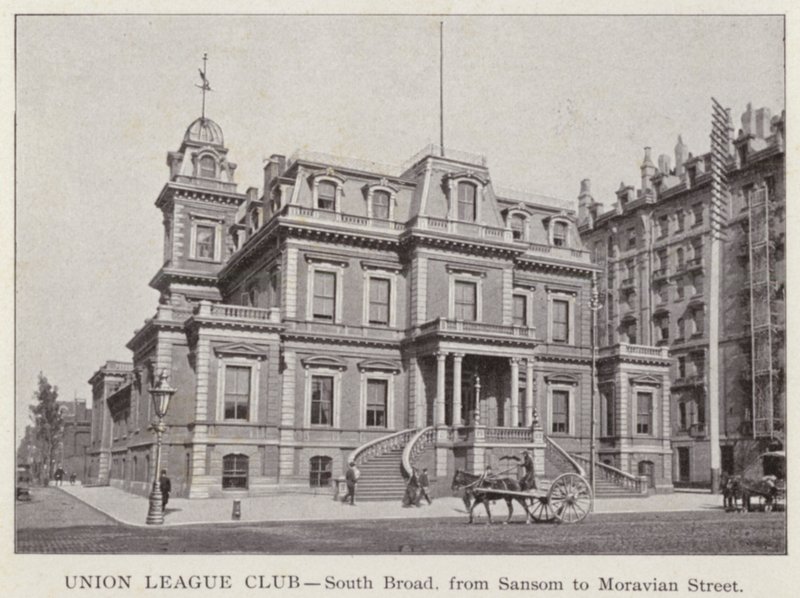 Philadelphia: Union League Club, South Broad, od Sansom po Moravskou ulici (č/b foto) od American Photographer (after)