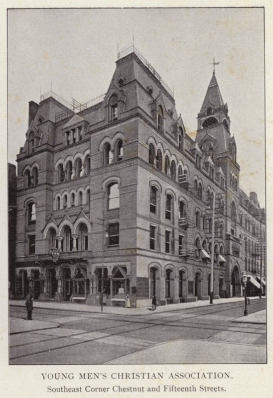 Philadelphia: Křesťanské sdružení mladých mužů, Southeast Corner Chestnut a Fifteenth Streets (č/b foto) od American Photographer (after)