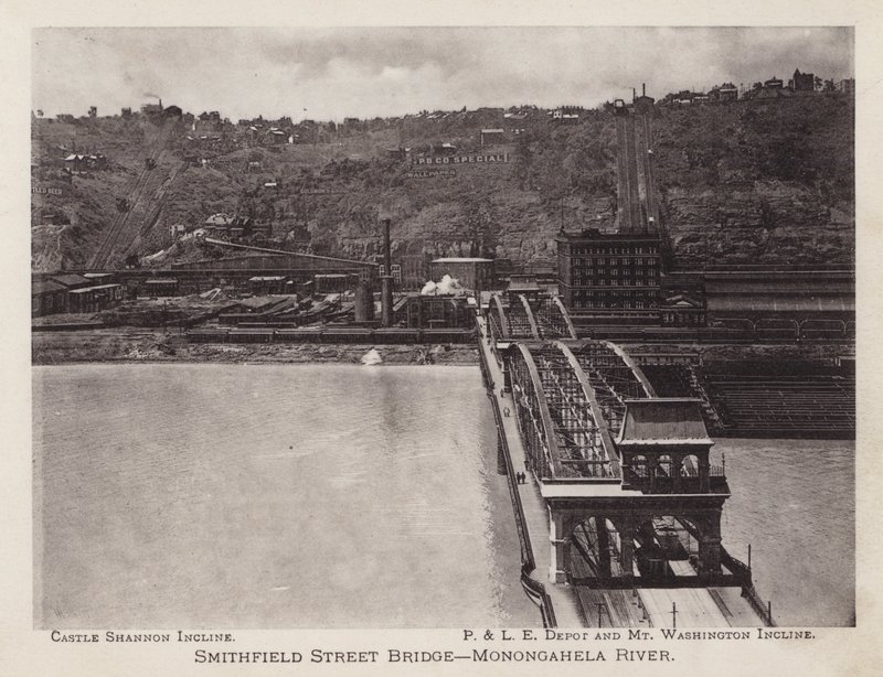 Pittsburgh: Smithfield Street Bridge, Monongahela River (černobílá fotografie) od American Photographer (after)
