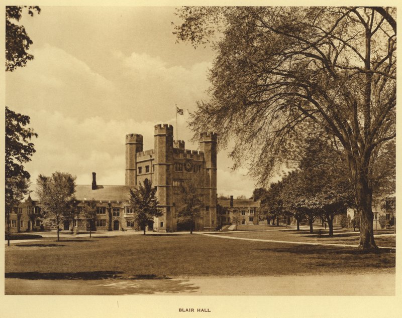 Princetonská univerzita: Blair Hall (černobílá fotografie) od American Photographer (after)