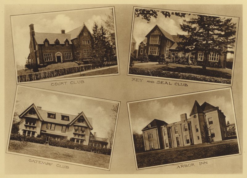 Princetonská univerzita: Dvorní klub; Klub klíčů a pečetí; Gateway Club; Arbor Inn (černobílá fotografie) od American Photographer (after)