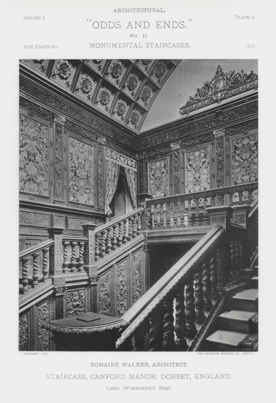 Schodiště, Canford Manor, Dorset, Anglie (černobílá fotografie) od American Photographer (after)