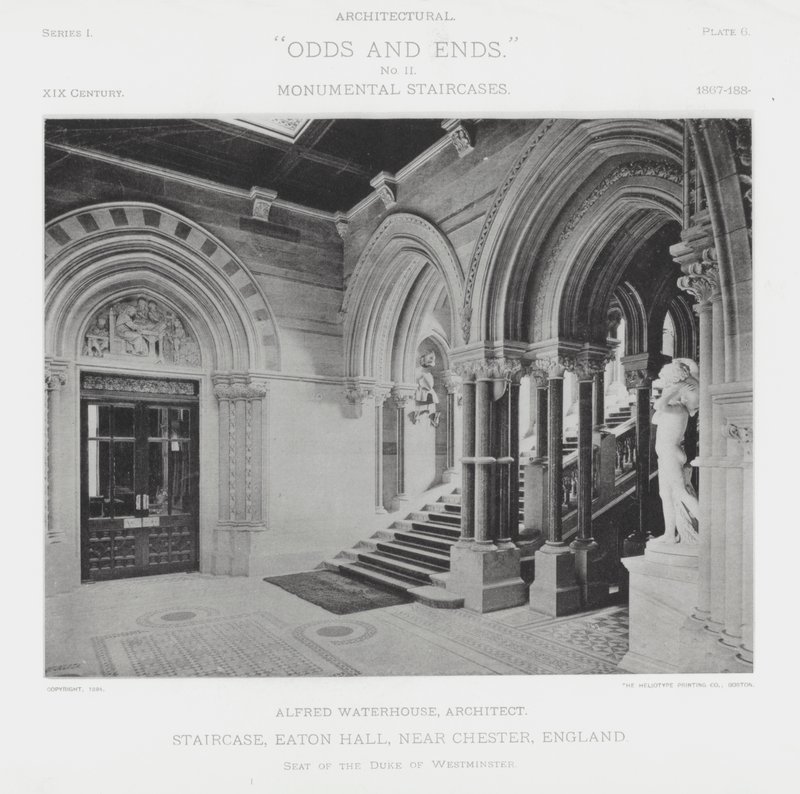 Schodiště, Eaton Hall, poblíž Chester, Anglie (černobílá fotografie) od American Photographer (after)