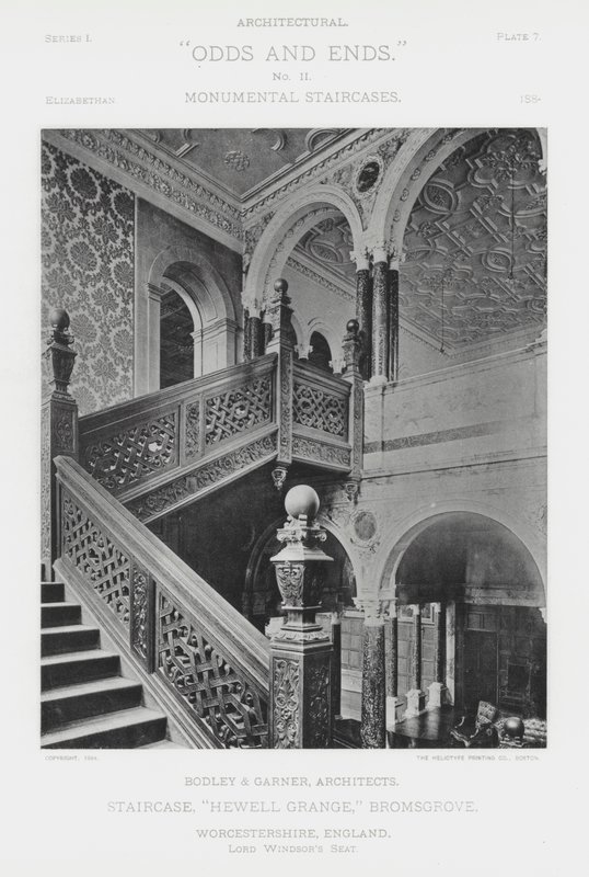 Schodiště, "Hewell Grange," Bromsgrove, Worcestershire, Anglie (černobílá fotografie) od American Photographer (after)