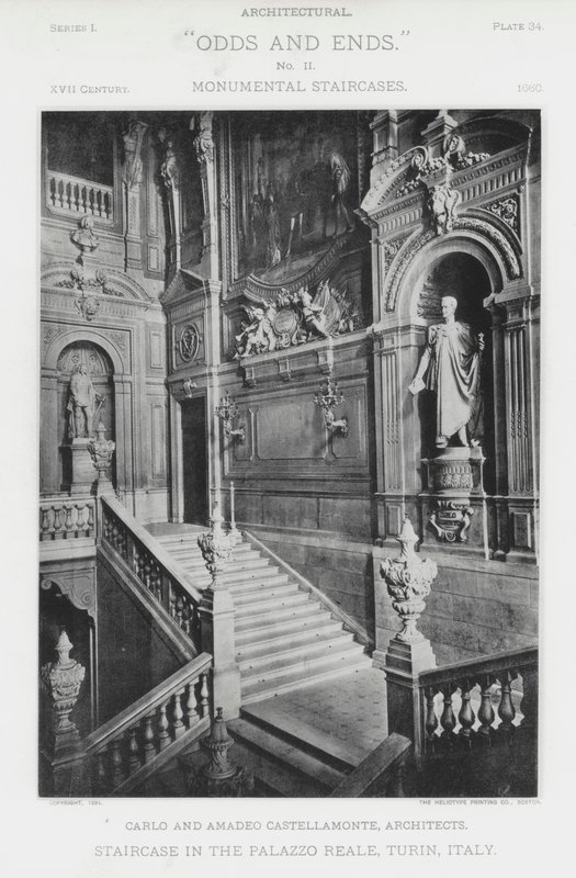 Schodiště v Palazzo Reale, Turín, Itálie (černobílá fotografie) od American Photographer (after)