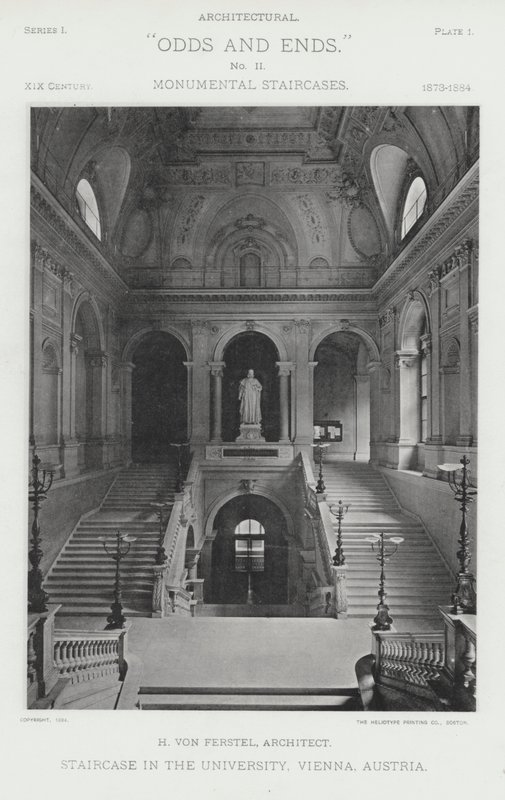 Schodiště na univerzitě, Vídeň, Rakousko (černobílá fotografie) od American Photographer (after)