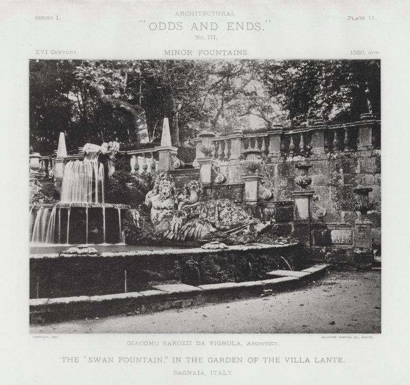 "Labutí fontána," v zahradě Villa Lante, Bagnaia, Itálie (černobílá fotografie) od American Photographer (after)