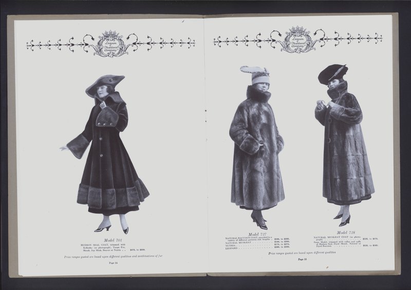 Dvoustránka z The Theatre of Fur Fashion (č/b foto) od American Photographer (after)