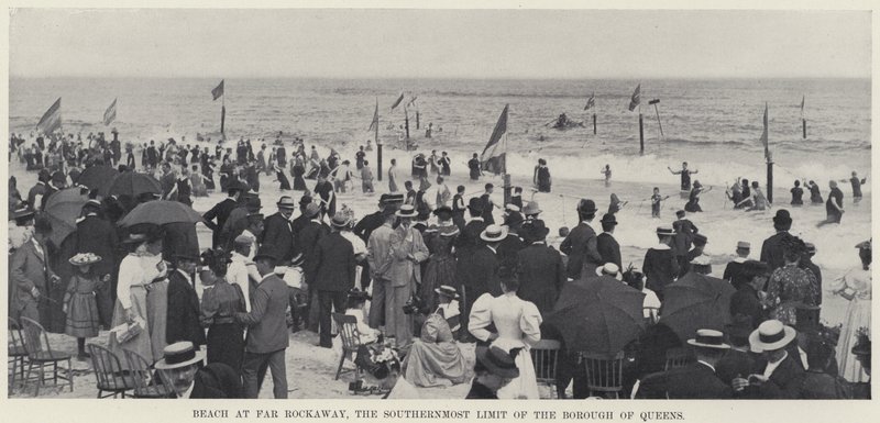 Pláž u Far Rockaway, nejjižnější hranice čtvrti Queens (černobílá fotografie) od American Photographer